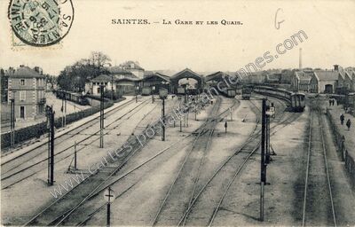 Carte postale ancienne La Gare et les Quais — Saintes (Charente-Maritime)