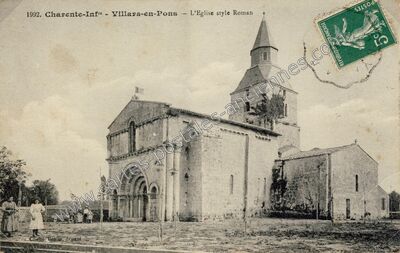 Carte postale ancienne L'Eglise style Roman — Villars-en-Pons (Charente-Maritime)