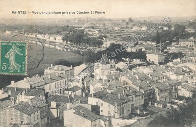 Carte postale ancienne Vue panoramique prise du Clocher St Pierre — Saintes (Charente-Maritime)
