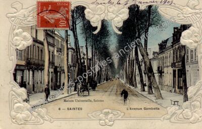 Carte postale ancienne L'Avenue Gambetta — Saintes (Charente-Maritime)