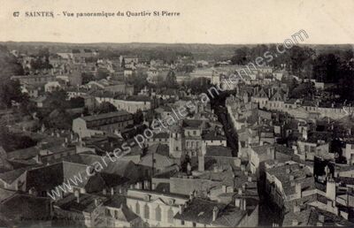 Carte postale ancienne Vue panoramique du Quartier St-Pierre — Saintes (Charente-Maritime)