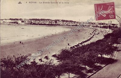 Carte postale ancienne La Grande Conche et la Ville — Royan (Charente-Maritime)