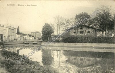 Carte postale ancienne Ribérou - Vue du pont — Saujon (Charente-Maritime)