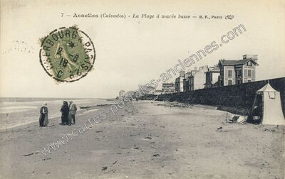 Carte postale ancienne La Plage à marée basse — Asnelles (Calvados)