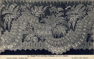 Carte postale ancienne Grand Volant en Point d'Alençon, exécuté à Bayeux — Bayeux (Calvados)