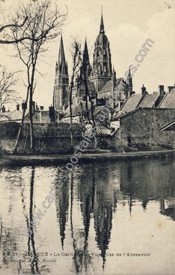 Carte postale ancienne La Cathédrale. Vue prise de l'Abreuvoir — Bayeux (Calvados)