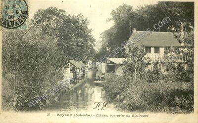 Carte postale ancienne L'Aure, vue prise du Boulevard — Bayeux (Calvados)