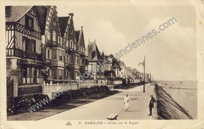 Carte postale ancienne Villas sur la Digue — Cabourg (Calvados)