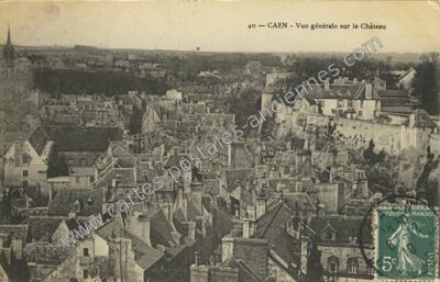 Carte postale ancienne Vue générale sur le Château — Caen (Calvados)