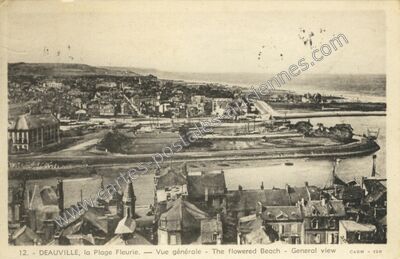 Carte postale ancienne La Plage Fleurie. — Vue générale - The flowered Beach - General view — Deauville (Calvados)
