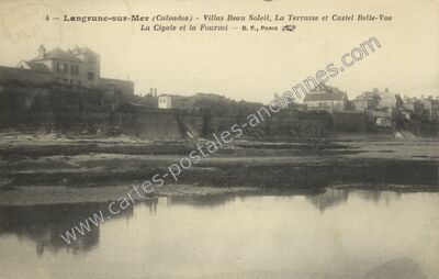 Carte postale ancienne Villas Beau Soleil, La Terrasse et Castel Belle-Vue — Langrune-sur-Mer (Calvados)
