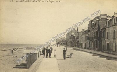 Carte postale ancienne La Digue — Langrune-sur-Mer (Calvados)