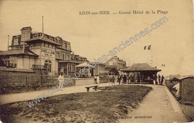 Carte postale ancienne Grand Hôtel de la Plage — Lion-sur-Mer (Calvados)