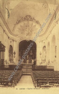 Carte postale ancienne Eglise St-Désir - Intérieur — Lisieux (Calvados)