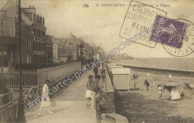 Carte postale ancienne Les Villas sur la Digue — Saint-Aubin-sur-Mer (Calvados)