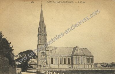 Carte postale ancienne L'Église — Saint-Aubin-sur-Mer (Calvados)