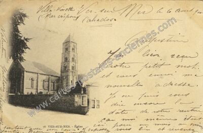 Carte postale ancienne Église — Ver-sur-Mer (Calvados)