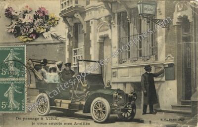 Carte postale ancienne De passage — Vire (Calvados)