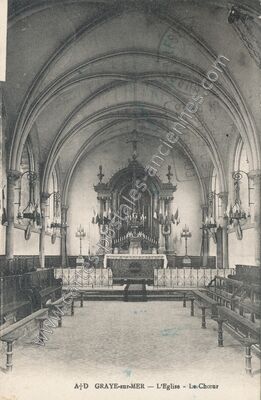Carte postale ancienne L'Eglise - Le Chœur — Graye-sur-Mer (Calvados)