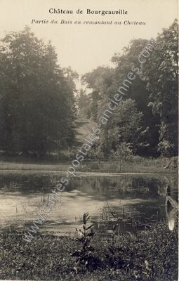 Carte postale ancienne Château de Bourgeauville Partie du Bois en remontant au Château — Bourgeauville (Calvados)