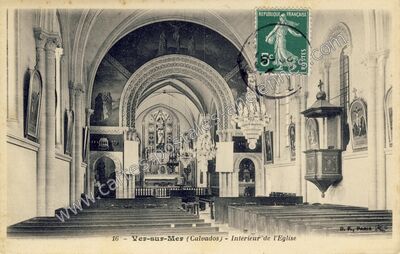 Carte postale ancienne Intérieur de l'Eglise — Ver-sur-Mer (Calvados)