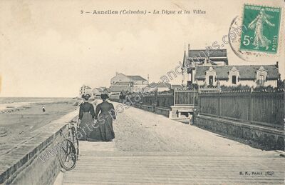 Carte postale ancienne La Digue et les Villas — Asnelles (Calvados)