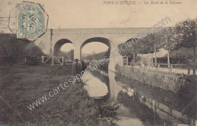 Carte postale ancienne Les Bords de la Calonne — Pont-l'Évêque (Calvados)
