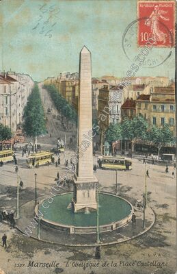 Carte postale ancienne L'Obélisque de la Place Castellane — Marseille (Bouches-du-Rhône)