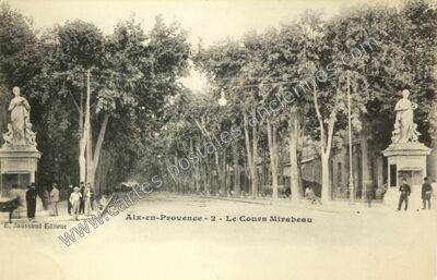 Carte postale ancienne Le Cours Mirabeau — Aix-en-Provence (Bouches-du-Rhône)