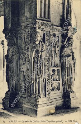 Carte postale ancienne Galerie du Cloître Saint-Trophime (détail) — Arles (Bouches-du-Rhône)