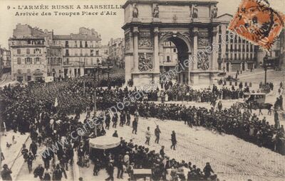 Carte postale ancienne L'Armée Russe à Marseille Arrivée des Troupes — Marseille (Bouches-du-Rhône)
