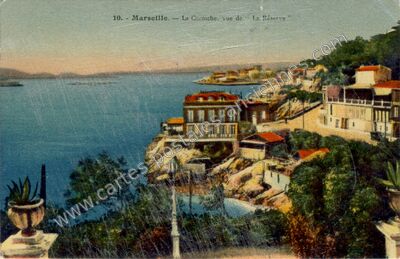 Carte postale ancienne La Corniche, vue de "La Réserve — Marseille (Bouches-du-Rhône)