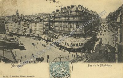 Carte postale ancienne Rue de la République — Marseille (Bouches-du-Rhône)