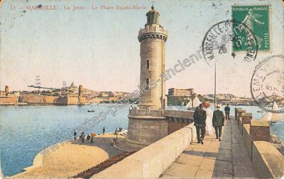 Carte postale ancienne La Jetée - Le Phare Sainte-Marie — Marseille (Bouches-du-Rhône)