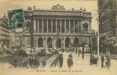 Carte postale ancienne Square et Palais de la Bourse — Marseille (Bouches-du-Rhône)
