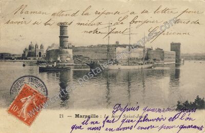 Carte postale ancienne Le Fort Saint-Jean — Marseille (Bouches-du-Rhône)