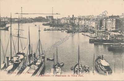 Carte postale ancienne Panorama du Vieux Port — Marseille (Bouches-du-Rhône)