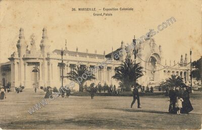 Carte postale ancienne Exposition Coloniale, Grand Palais — Marseille (Bouches-du-Rhône)