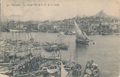 Carte postale ancienne Le Vieux Port et N.-D. de la Garde — Marseille (Bouches-du-Rhône)