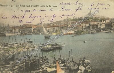 Carte postale ancienne Le Vieux Port et Notre Dame de la Garde — Marseille (Bouches-du-Rhône)