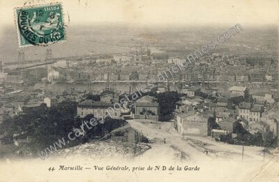 Carte postale ancienne Vue Générale, prise de N D de la Garde — Marseille (Bouches-du-Rhône)