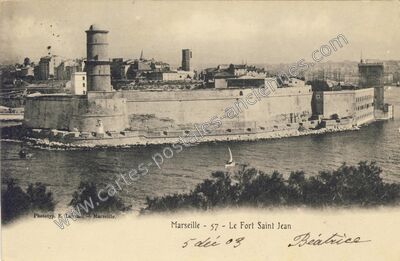 Carte postale ancienne Le Fort Saint Jean — Marseille (Bouches-du-Rhône)