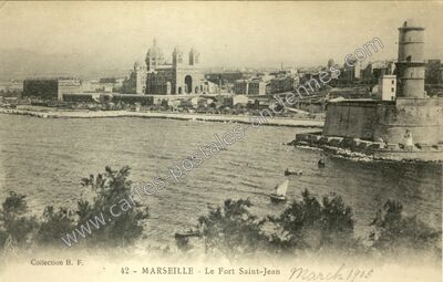 Carte postale ancienne Le Fort Saint-Jean — Marseille (Bouches-du-Rhône)