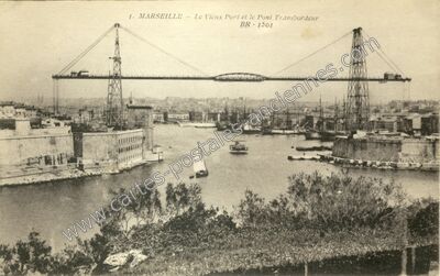 Carte postale ancienne Le Vieux Port et le Pont Transbordeur — Marseille (Bouches-du-Rhône)