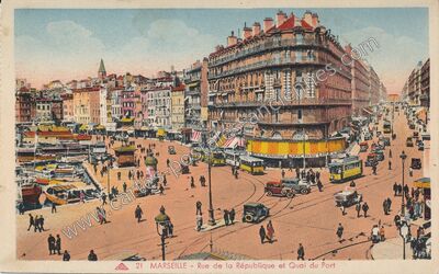 Carte postale ancienne Rue de la République et Quai du Port — Marseille (Bouches-du-Rhône)