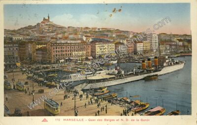 Carte postale ancienne Quai des Belges et N. D. de la Garde — Marseille (Bouches-du-Rhône)