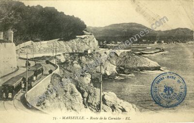 Carte postale ancienne Route de la Corniche — Marseille (Bouches-du-Rhône)