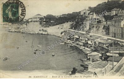 Carte postale ancienne Route de la Corniche (Anse du Prophète) — Marseille (Bouches-du-Rhône)