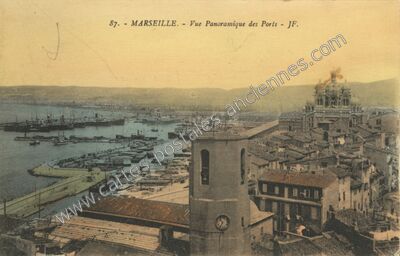 Carte postale ancienne Vue Panoramique des Ports — Marseille (Bouches-du-Rhône)