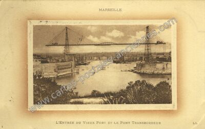 Carte postale ancienne L'Entrée du Vieux Port et le Pont Transbordeur — Marseille (Bouches-du-Rhône)